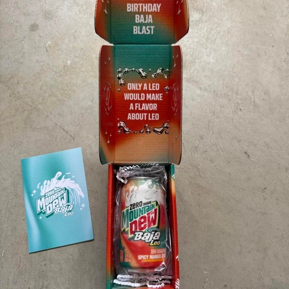 Mountain Dew Other - Mountain Dew Baja Blast Leo Zero Sugar Spicy Mango Zest 12oz Can Limited Box